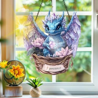 Imagem de Apanhador de sol de acrílico colorido, decoração de janela suspensa de dragão, arte de parede de arco-íris, para quarto, varanda, interior e exterior, jardim, enfeites de Natal, decoração 19 x 19 cm