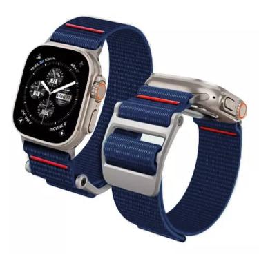 Imagem de Pulseira De Nylon Presilha 123-ny-03 Compativel Com Apple Watch Ultra 1 2 e 3 Iwatch Serie 10 9 8 7 6 5 4 3 2 1 Se 44mm 45mm 46mm 49mm (Azul Marinho)
