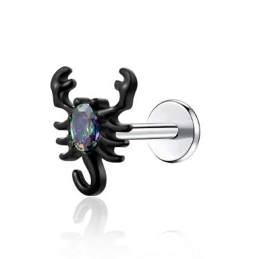 Imagem de 1 peça G23 brincos de titânio com costas planas 16 g F136 grau de implante labrets de titânio encaixe de pressão sem rosca push in cartilagem delicada hélice concha lóbulo lábio tragus piercing joia