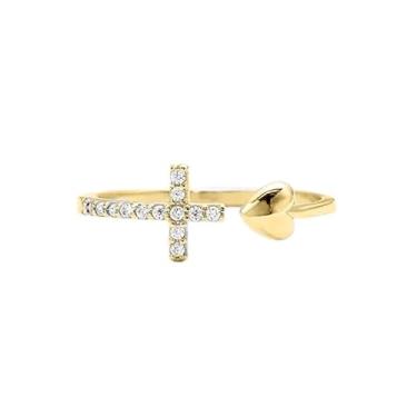 Imagem de Anéis de noivado de zircônia cúbica branca e banhado a ouro branco e coração cruzado, alianças de compromisso, festas noturnas, presentes de dia dos namorados, alianças de eternidade para mulheres, 7