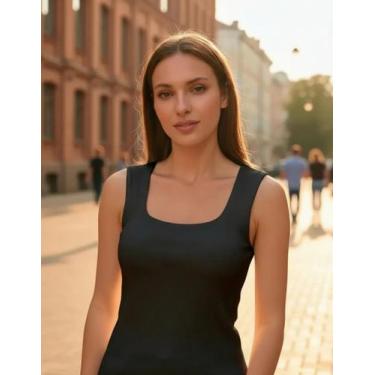 Imagem de Blusa Feminina Regata Canelada Básica Alça Larga Zanca Modas Tamanho:G