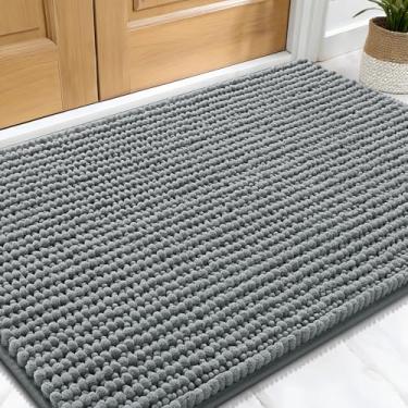 Imagem de OLANLY Tapete de porta de cachorro para patas enlameadas 102 x 81 cm, capacho de lama de chenille ultra absorvente, antiderrapante, lavável e com armadilha de sujeira para entrada interna, tapetes de