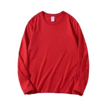 Imagem de Camisetas Femininas De Algodão De Manga Longa Com Decote Redondo E Est