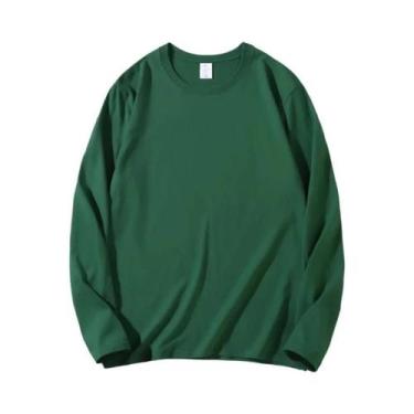 Imagem de Camisetas Femininas De Algodão De Manga Longa Com Decote Redondo E Est