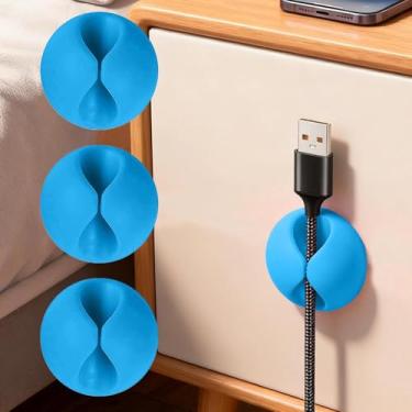Imagem de Pacote com 3 clipes organizadores de cabos, suporte de cabo de linha de dados multicoloridos para casa e escritório, organize seus cabos organizadores de mesa evita emaranhamento e danos