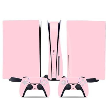 Imagem de Película de decalque para disco Ps5, capa adesiva de vinil de corpo inteiro para console e controle PlayStation 5 (rosa puro, edição de disco PS5)