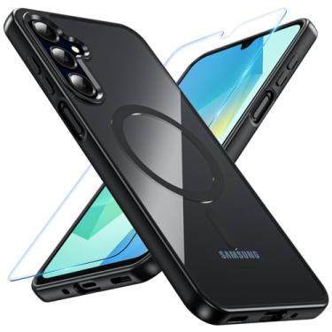 Imagem de Hensinple Capa para celular Samsung Galaxy A16 5G, capa magnética para Samsung A16 5G com protetor de tela, compatível com MagSafe, capa traseira transparente à prova de choque militar para Samsung