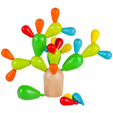 Imagem de Brinquedo de quebra-cabeça Montessori Cactus de madeira para bebês com pacote