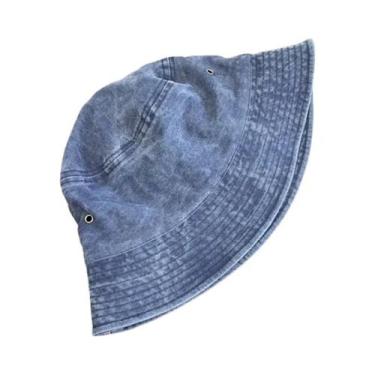Imagem de Chapéu Bucket De Denim Lavado Para Mulheres, Boné De Pescador Unissex,