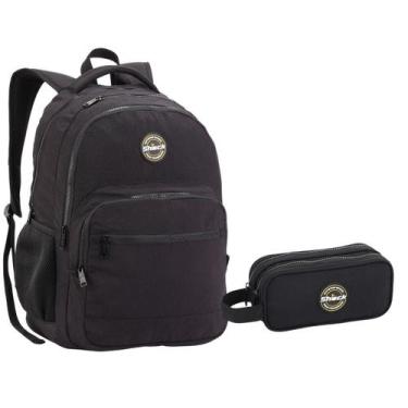 Imagem de Kit Mochila Estojo em Crinckle Laptop Shock - Seanite, Preto