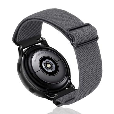 Imagem de Pulseira compatível com Samsung Galaxy Watch 7 6 5 4 FE de 40 mm e 44 mm/6 Classic 43 47 mm/5 Pro de 45 mm/4 Classic 42 46 mm, pulseiras de nylon elástico de 20 mm para mulheres e homens, cinza escuro