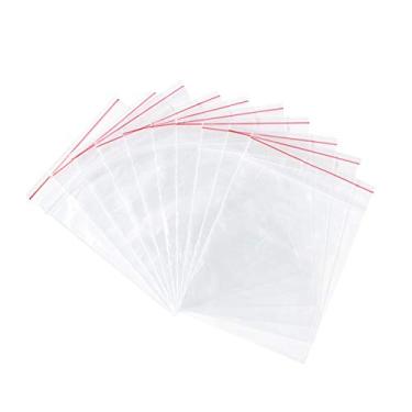 Imagem de 200 peças de sacos de plástico transparente retangulares transparentes com fecho de correr organizador de armazenamento bolsa de embalagem selável autovedante 10 x 7 cm