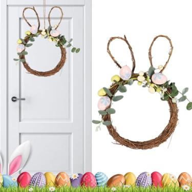 Imagem de Guirlanda Para a Porta Da Frente - Ovos Artificiais De Páscoa Com 38 Centímetros | Grinalda Rústica | Decoração de Páscoa Ovos Para Exterior Parede Janela Festa Primavera Coelhos Decorativos