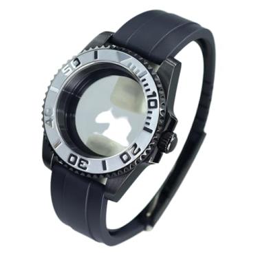 Imagem de FEIYASHI Black Yacht Design 200M Caixa de relógio à prova d'água para NH35 NH34/36/38 Miyota8215 ETA2824 Movimento Safira Glass Watch Case, Tampa inferior de vidro 4, For NH35/34/36/38 Movement, Caixa