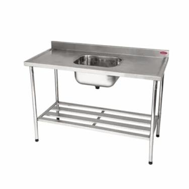 Imagem de Mesa Bancada Industrial Imeca Multiuso Em Inox Grade Inferior Com Cuba Central 6812
