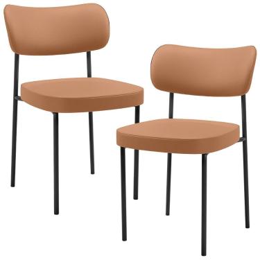 Imagem de Kit 02 Cadeiras Decorativa Estofada Para Sala De Jantar Melina L02 Couríssimo Mocca - Lyam Decor