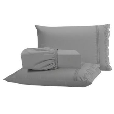 Imagem de Kit Roupa De Cama Jogo de Lençol Casal Padrão 03 Peças 400 Fios Microp