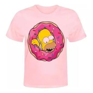 Imagem de Camiseta Sèrie The Simpsons Bart Donuts Rosa Envio Imediato, 1