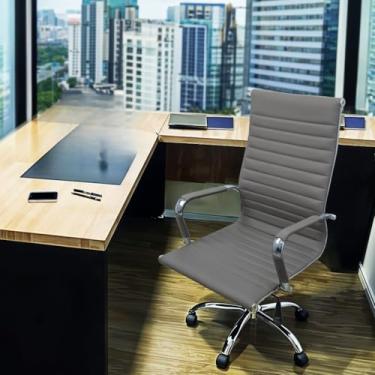 Imagem de Cadeira Presidente Alta de Esteirinha - Ventilada e Confortável, Ideal para Escritórios Profissionais e Trabalho Prolongado(Cinza)