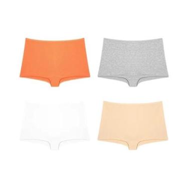 Imagem de Calcinhas Esportivas Femininas De Algodão Sem Costura 4 Peças Cores Só