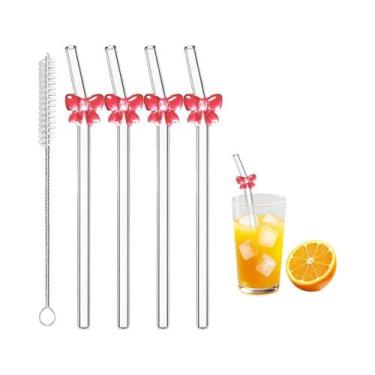 Imagem de Canudo De Vidro Reutilizável Colorido E Brilhante, Alta Borossilicato,