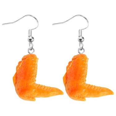 Imagem de TIANBANGSHI Brincos femininos engraçados de comida simulada de resina criativa com perna de frango frito, cauda de camarão, batatas fritas para mulheres, joias e presentes, Small, Resina, Sem pedra
