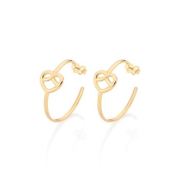 Imagem de Brinco Rommanel Meia Argola Coração Infinito Banhado a Ouro 18k - 527127