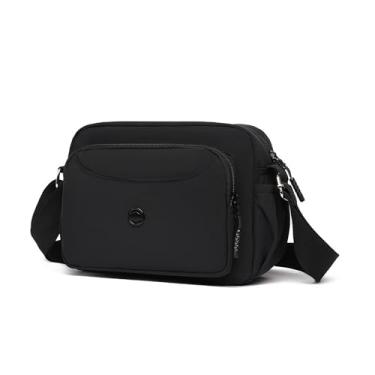 Imagem de Pequena bolsa transversal feminina com alça ajustável Hobo Bolsas de ombro para viagem, academia, casual, Preto, Bolsa tiracolo
