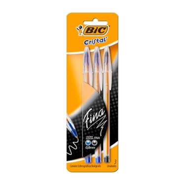 Imagem de BIC, Caneta Esferográfica Escrita Fina, Cristal Fina, 2 Canetas Azul e 1 Caneta Preta, 3 Unidades