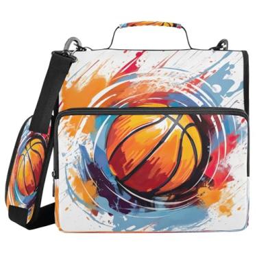 Imagem de YEGAME Fichário de basquete à prova d'água com alça de ombro, trapper Keeper de 3 anéis com design plano e vários compartimentos para escola e escritório, adultos e crianças