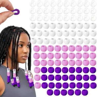Imagem de 120 contas de silicone grandes de 14 mm para tranças de cabelo, contas de cabelo gelatinosas macias com orifício de 7 mm + 50 faixas de borracha e 1 miçanga para trançar, pulseiras faça-você-mesmo