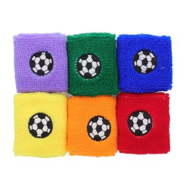 Imagem de Pulseiras esportivas infantis, 6 peças, macias, respiráveis, absorventes de suor, de fibra de poliéster, para basquete, futebol, corrida, crianças, atividades ao ar livre, cores