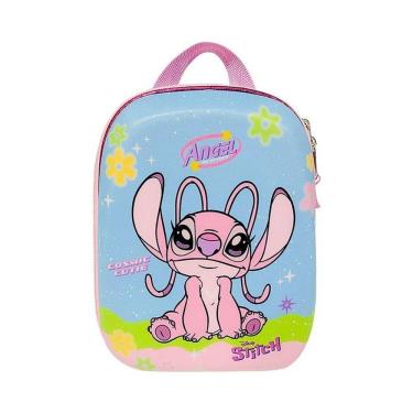 Imagem de Mochila Escolar Infantil De Costas Angel Stitch Azul - Rosa