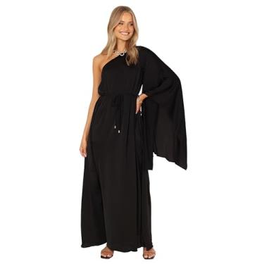 Imagem de Petal & Pup Vestido maxi feminino Matilda de um ombro só-preto, Preto, M