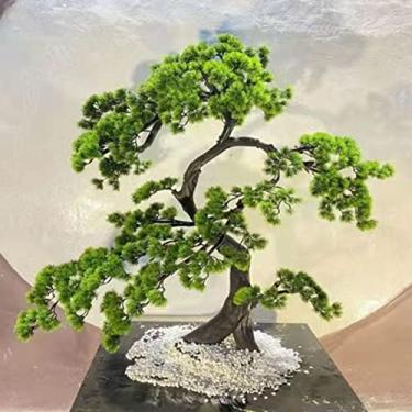 Imagem de Árvore artificial planta artificial bonsai simulação de pinheiro acolhedor planta verde ornamentos em vaso são usados no lobby escritório desktop ornamentos simulação árvore 1,5 m/4,9FT (verde 1,8 m