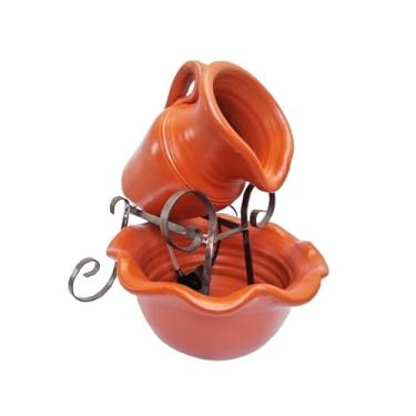 Imagem de Fonte de Água Decorativa Pequena – Bomba Silenciosa para Sala, Escritório e Bebedouro Pet, Ideal para Santa Ceia e Ambientes Domésticos (bacia ondulada e jarra larga)