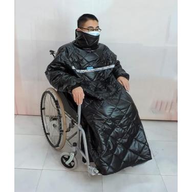 Imagem de SLGGPJBU Cobertor para cadeira de rodas de inverno, à prova d'água, à prova de vento, cobertor quente de corpo inteiro, capa aconchegante para cadeira de rodas com mangas, capa de chuva para usuários