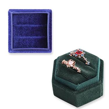 Imagem de Organizador de joias adorável hexágono macaco caixa de anel de joias caixa de armazenamento dupla exibição de anel de casamento para mulheres presente brincos embalagem caixas rosa (cor: Bule) (verde