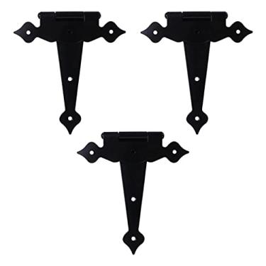 Imagem de 3 furos de parafuso de posicionamento vintage fashion 8, dobradiça de ferro à prova de ferrugem em forma de T, dobradiça de alça de porta de 20 * 19 * 2 cm, dobradiça de porta Cerniera