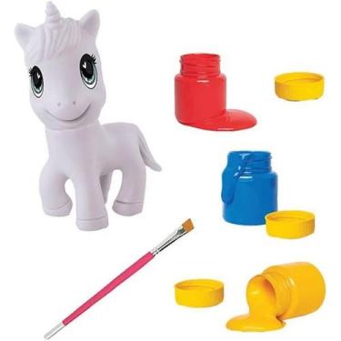 Imagem de Unicórnio para pintar colorir educativo infantil 3 tintas + pincel - S