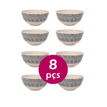 Imagem de KIT 8UN TIGELA BOWL CUMBUCA FIBRA DE BAMBU 300ml SOPA CALDO - YAZI