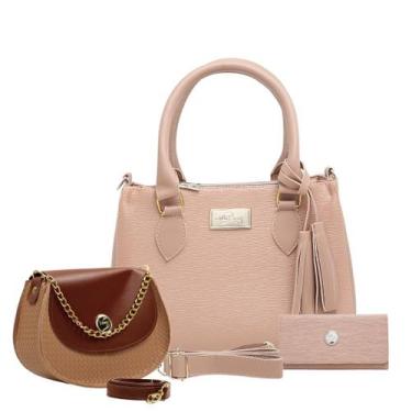 Imagem de Kit Bolsa Lorena + Bolsa Transversal de Lado Feminina + Carteira Willi