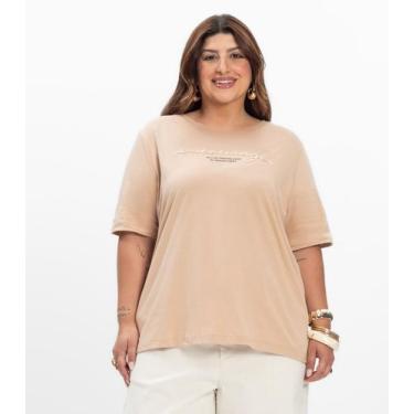 Imagem de Blusa Manga Curta Feminina Plus Size Secret Glam Marrom, Plus G1, Marr