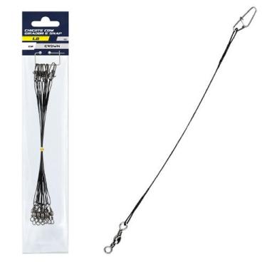 Imagem de Chicote Crown Steel Leader Black Nickel com Girador e Snap 90lb (30cm,