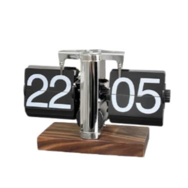 Imagem de Relógio de Virar Páginas Mecânico Retro Novo Pêndulo com Personalidade Mesa Madeira Maciça para Decoração Casa