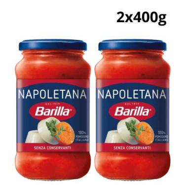 Imagem de Kit 2 molho de tomate italiano napoletana barilla vidro 400g  receita 