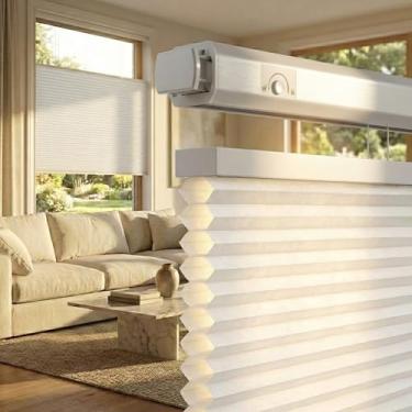 Imagem de Grandekor Persianas celulares sem furadeira de cima para baixo, cortina de colmeia sem fio de célula grande de 3,8 cm para janelas internas, privacidade térmica, branco adequado para aluguel 45,7 cm L
