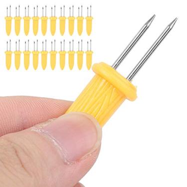 Imagem de Naroote Garfos de Milho Precisos Espetos Suportes para Churrasco Aço Inoxidável para Piquenique de Cozinha, 20 Peças Ferramenta de Dentes Duplos para Churrasco, Festas de Estádio