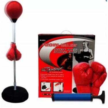Imagem de Saco de pancadas boxe de chao punching ball kit com luvas altura ajust