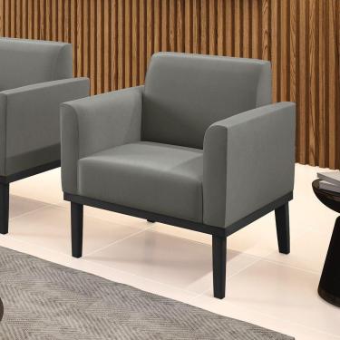 Imagem de Poltrona Decorativa Isabella Pés Fixo Em Madeira Preto Suede Grafite G19 - Gran Belo